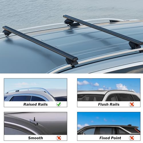 COWVIE 138 cm Roof Rack Cross Bars Adjustable Aluminum Cargo Bars Fits Most Existing Raised Side Rails with Gap -1Pair (Black) by COWVIE - Image 3