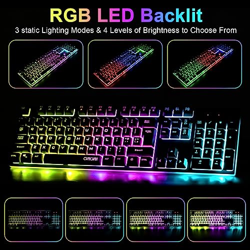 Gaming Wireless Keyboard and Mouse Combo,Rechargeable LED Rainbow Backlit,Mechanical Feel Anti-ghosting with Side Button for Computer PC Laptop Compatible with Windows Mac Ps4/Ps5 Xbox one