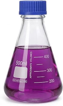 500ml Borosilicate Glass Media Bottle Conical Flask GL45 Blue Cap Leakproof Lab Media Storage Bottle 500ml-1pc