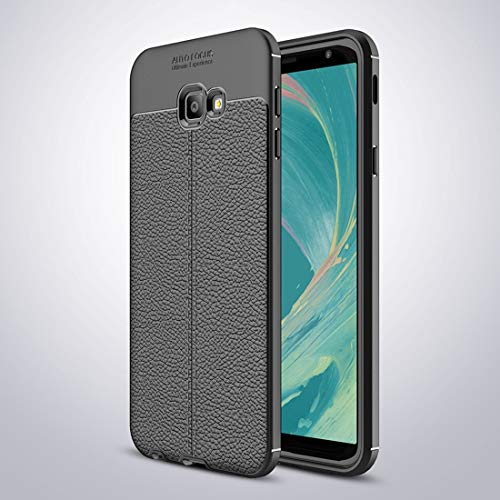ZAORUN Cubiertas Protectoras de Cellphone Funda a Prueba de Golpes TPU Litchi Texture Compatible for Galaxy J4 Core / J4 (Color : Black)