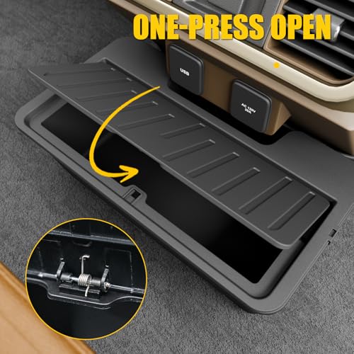 Image of Trash Can Compatible with 2021-2025 2026 Ford F150 Trash Bin One-Touch Garbage Can Push-to-Open Trash Bin Extra Rear 2nd Row 7.4L Center Console Storage Box for 2024 F-150 Accessories