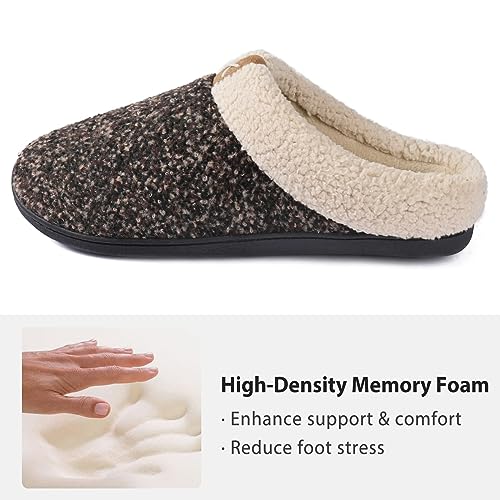 ULTRAIDEAS Men's Cozy Memory Foam Slippers with Fuzzy Plush Wool-Like Lining, Slip on Clog House Shoes with Indoor Outdoor Anti-Skid Rubber Sole