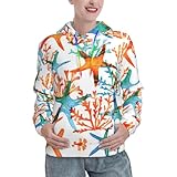 Capuche fonctionnelle et cordons de serrage : équipé d'une capuche à couverture complète et de cordons de serrage colorés, ce sweat-shirt à capuche imprimé corail étoile de mer marine améliore la rétention thermique par temps froid. Les cordons de serrage réglables vous permettent de personnaliser l'ajustement autour du cou et de la tête, verrouillant la chaleur et bloquant les vents froids tout en ajoutant une touche élégante.