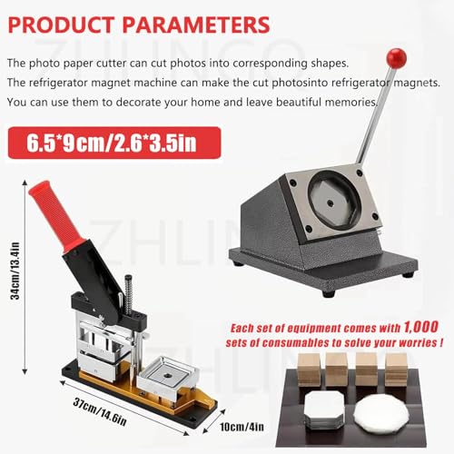 Maszyna do wyciskania magnesów na lodówkę DIY, prostokątny zestaw do robienia magnesów z obcinaczem do papieru + 1000 materiałów magnetycznych, stwórz niestandardowe magnesy na lodówkę