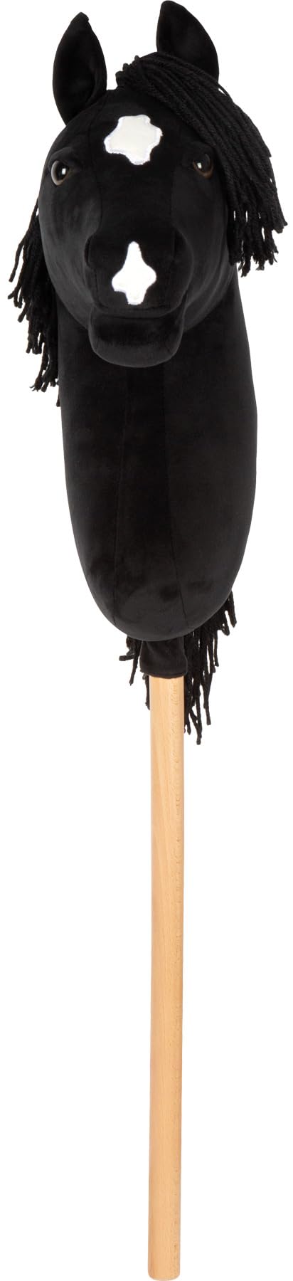 small Foot Hobby Horse schwarz „Eddie“, Steckenpferd mit abnehmbaren Holzstab und frisierbarer Mähne, inkl. Halfter, Trense & Führstrick, für Kinder ab 3 Jahren, 12716