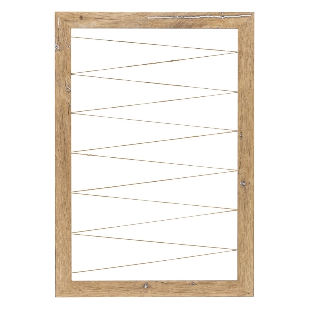 CLAMARO 'Neo Collage Line' Fotohalter 70x90 cm | Eiche Vintage Silber | Hochformat Bilderrahmen mit Fotoleine aus Juteband und Holzklammern | Ideal als Fotocollage Galerie, Fotowand oder Fotorahmen
