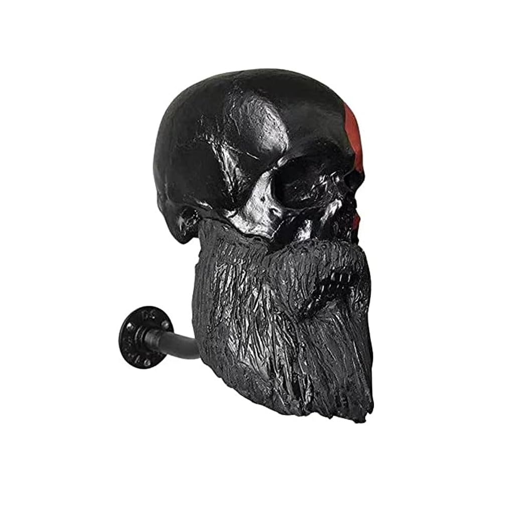 Motorcycle Skull Helmet Holder, Porte-Crâne, Monté Mural la Résine Étalage Casque, Artisanat Amovible en Résine pour Décoration Murale en Forme Tête Fantôme(Black)