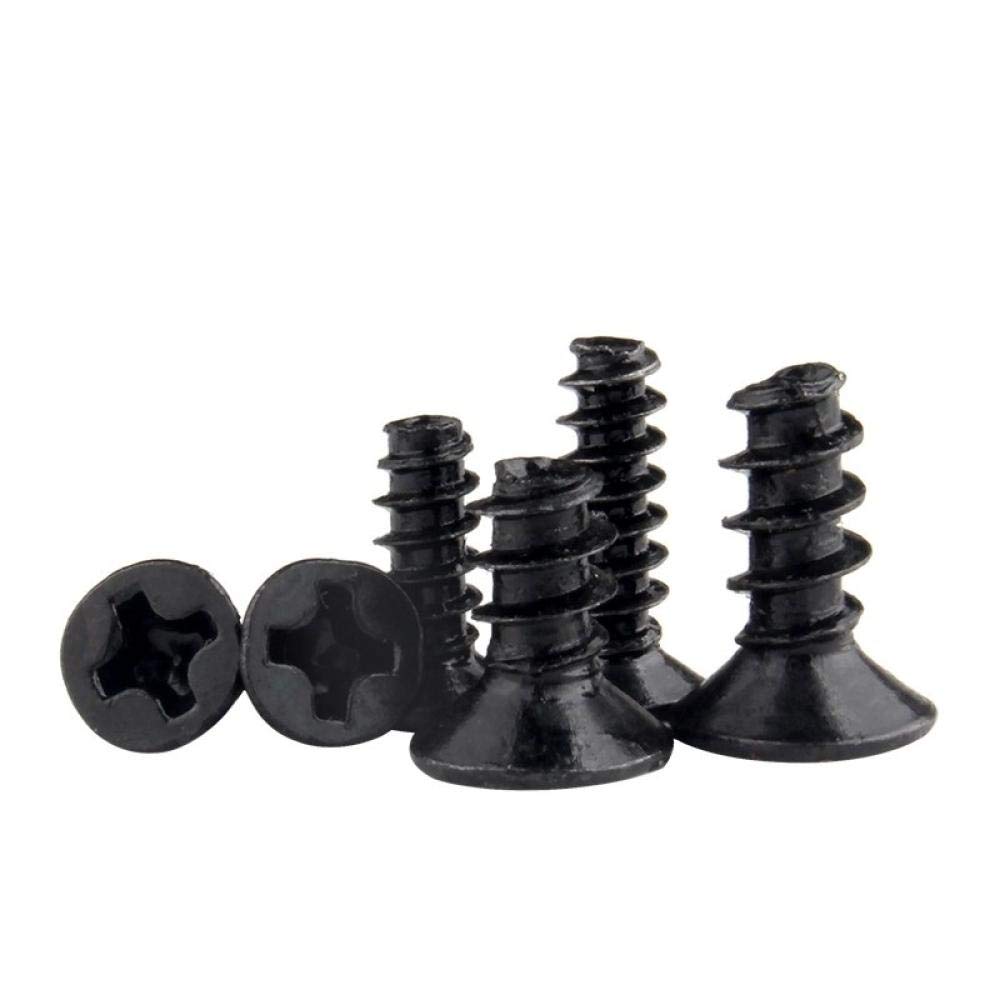 Tornillo Phillips, Iron-Haired Black Cross Flat countersunk Head Tapping Screws, Small Screws, National Standard, M1.4M1.7M2M3-M2*4 * 100pcs(M2.6 * 10 * 100)
