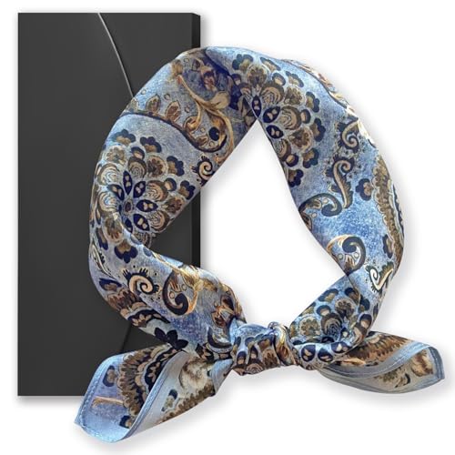SUOXU - SUOXU Seidenschal für Damen, 100 % Maulbeerseide, Kopftuch, Bandanas für Damen, Satin, quadratisch, Seidenhalstuch, Mädchen-Zubehör, mit originellem Sandmalerei-Muster (53 x 53 cm), Mandala, 53cm*53cm