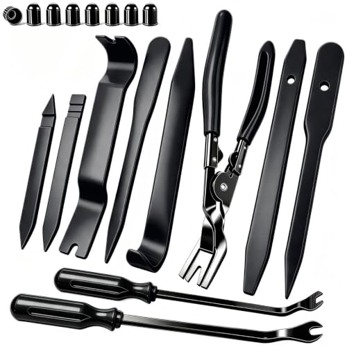 Image of 18Pcs Auto Trim Removal Tool Kit, Clip Plier Set and Fastener Remover Black