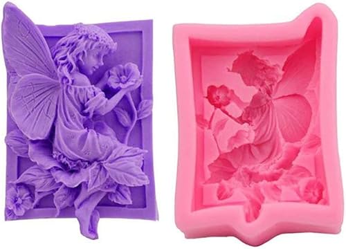 Molde de silicona 3D de flores de fondant de chocolate molde hecho a mano para hacer jabón herramienta de decoración de pastel de ángel para niña