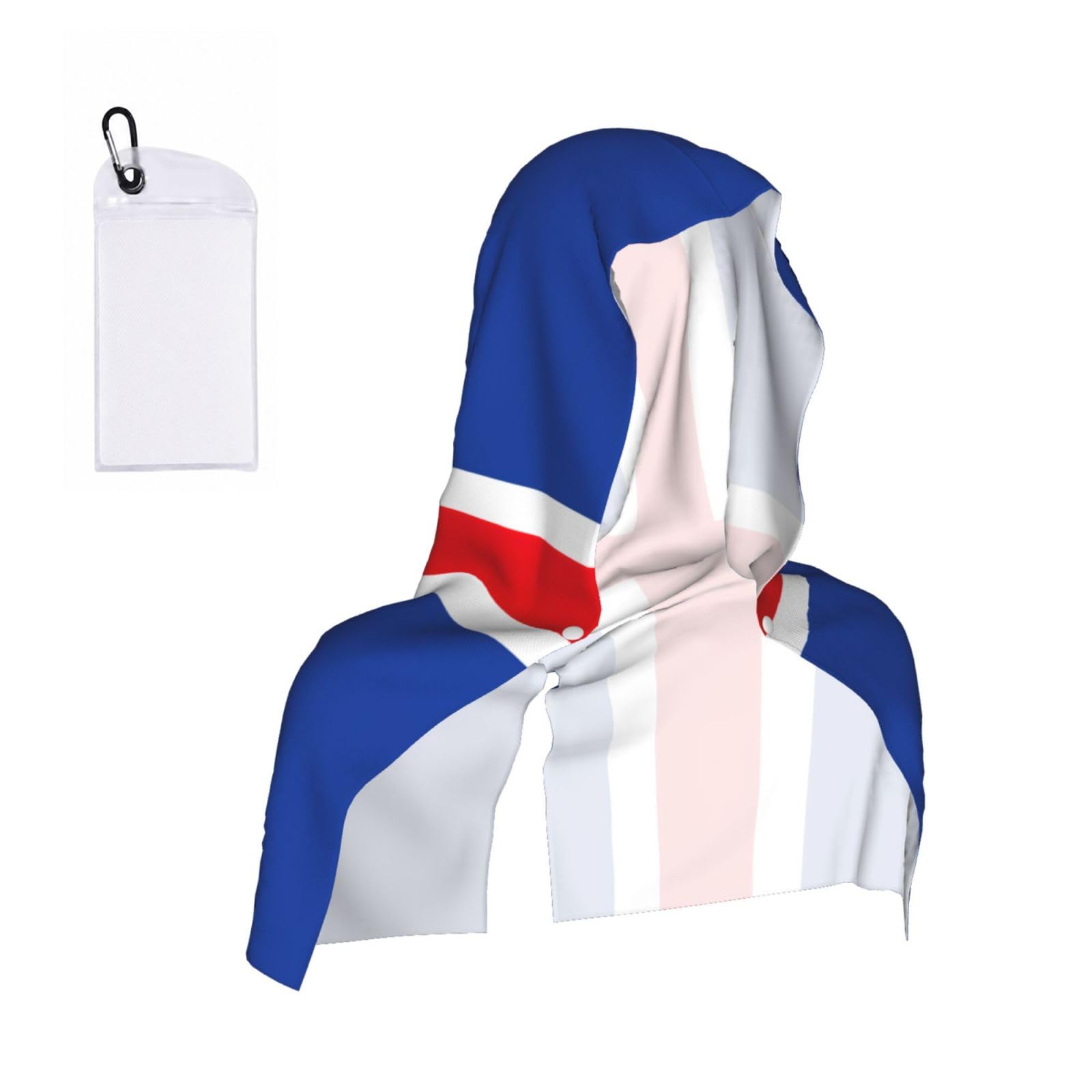 DUWAA Flag Of Iceland Print Reusable Hoodie Cooling Neck Wrap, Hot Weather Outdoor Sports Workout Head Towel For Stay Chill