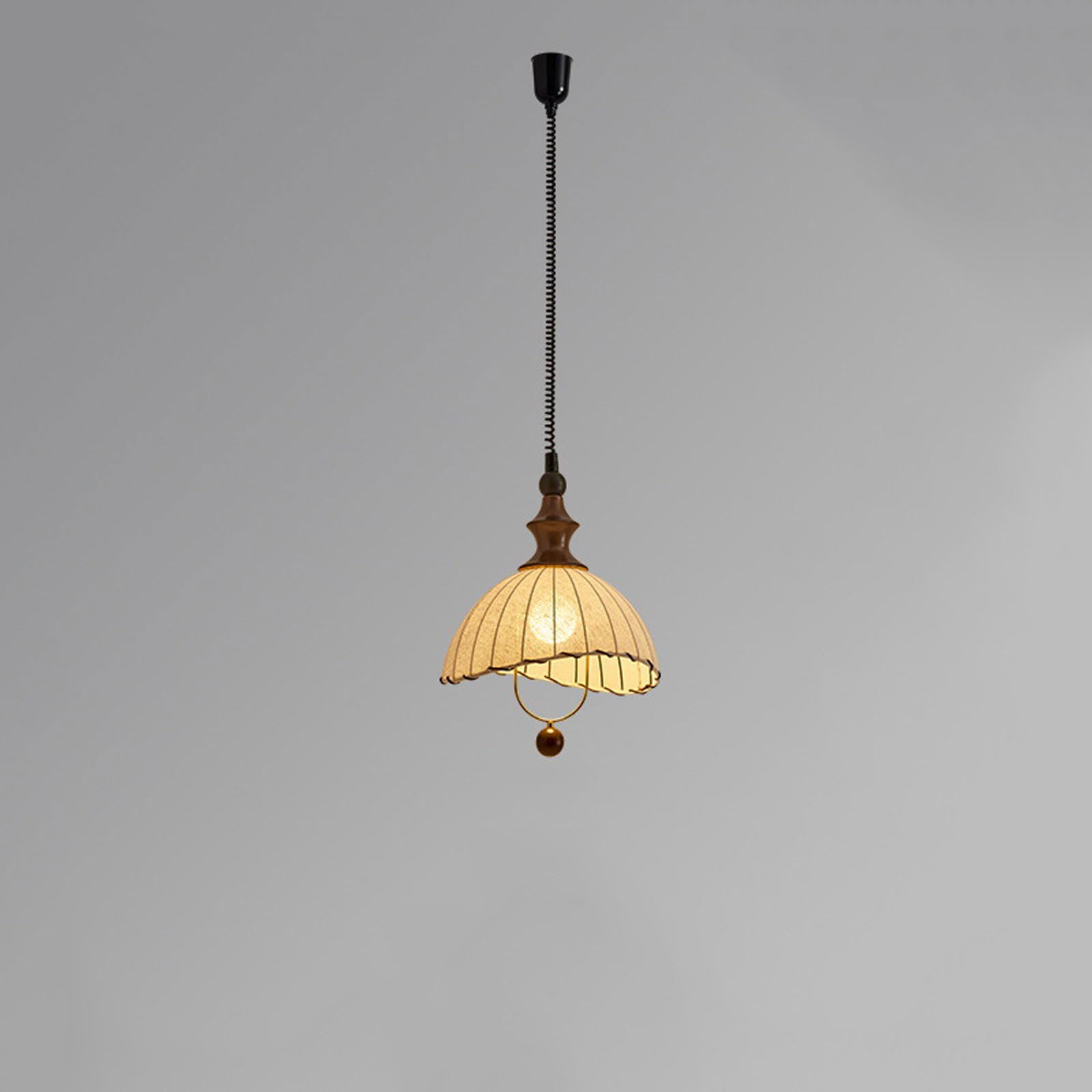 RSZCSMO Vintage Fabric Multi-Tier Pendant Light Walnut Trim E26 Warm Light Bedside Hanging Lamp Kitchen Island, Café, Boutique Lighting Fixture