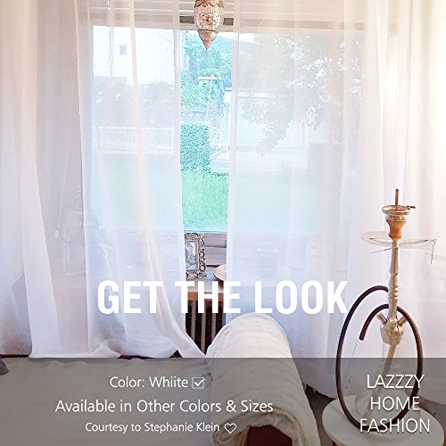 Lazzzy White Sheer Curtains For Living Room 63 Inch Length Window Treatment Sets Rod Pocket Voile Curtain Panels For Bedroom Sold In Pairs #TOP6