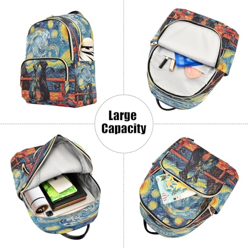 Image of ALAZA Black Dog Love Galaxy Nebula Women Backpack Purse Ladies Fashion Shoulder Bag Daypack Travel Bag 7.5L