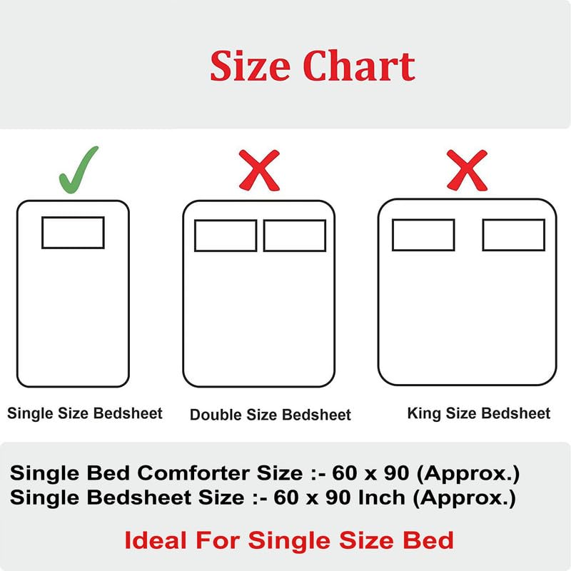 Image of Polycotton Printed 120 TC Comforter & Bedsheet Single Bed Bedding Set, Queen Size (60x90 inch), Yellow & Grey, 3 Pieces