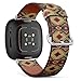 CJBROES Replacement Leather Watch Band, Compatible with Fitbit Versa 3 and Fitbit Sense of Wristband Bracelet Accessory - Embroidered Geometric Ornament