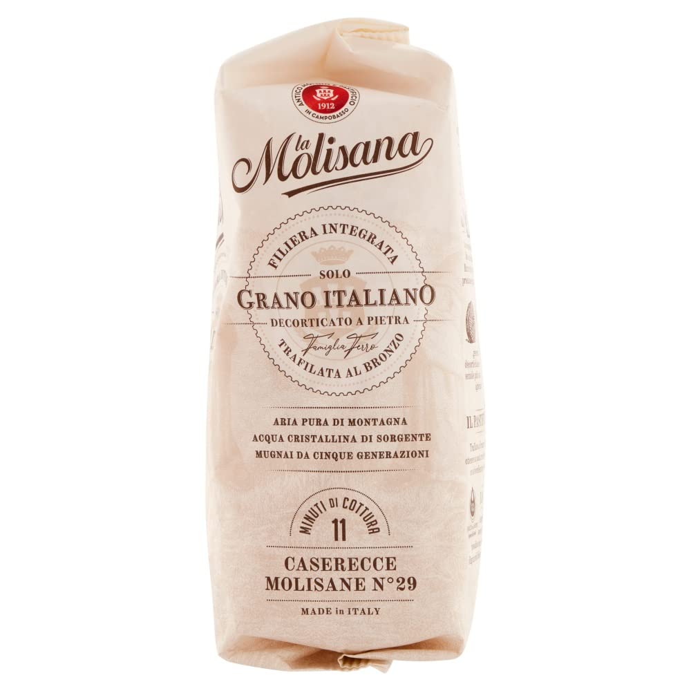 La Molisana Casarecce Molisane N.29 Pasta Lenta Lavorazione pasta de sémola de trigo duro, dibujo de bronce, 500 g + 2 polpa italiana gourmet