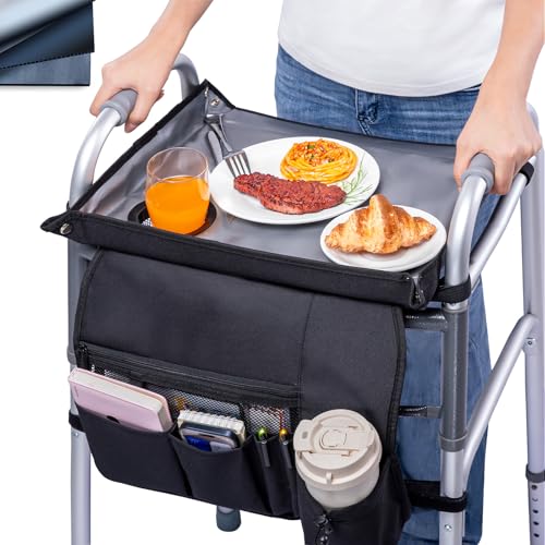 BAGSFY Walker Tray with Cup Holder & Front Walker Bag, Walker Basket for Seniors...