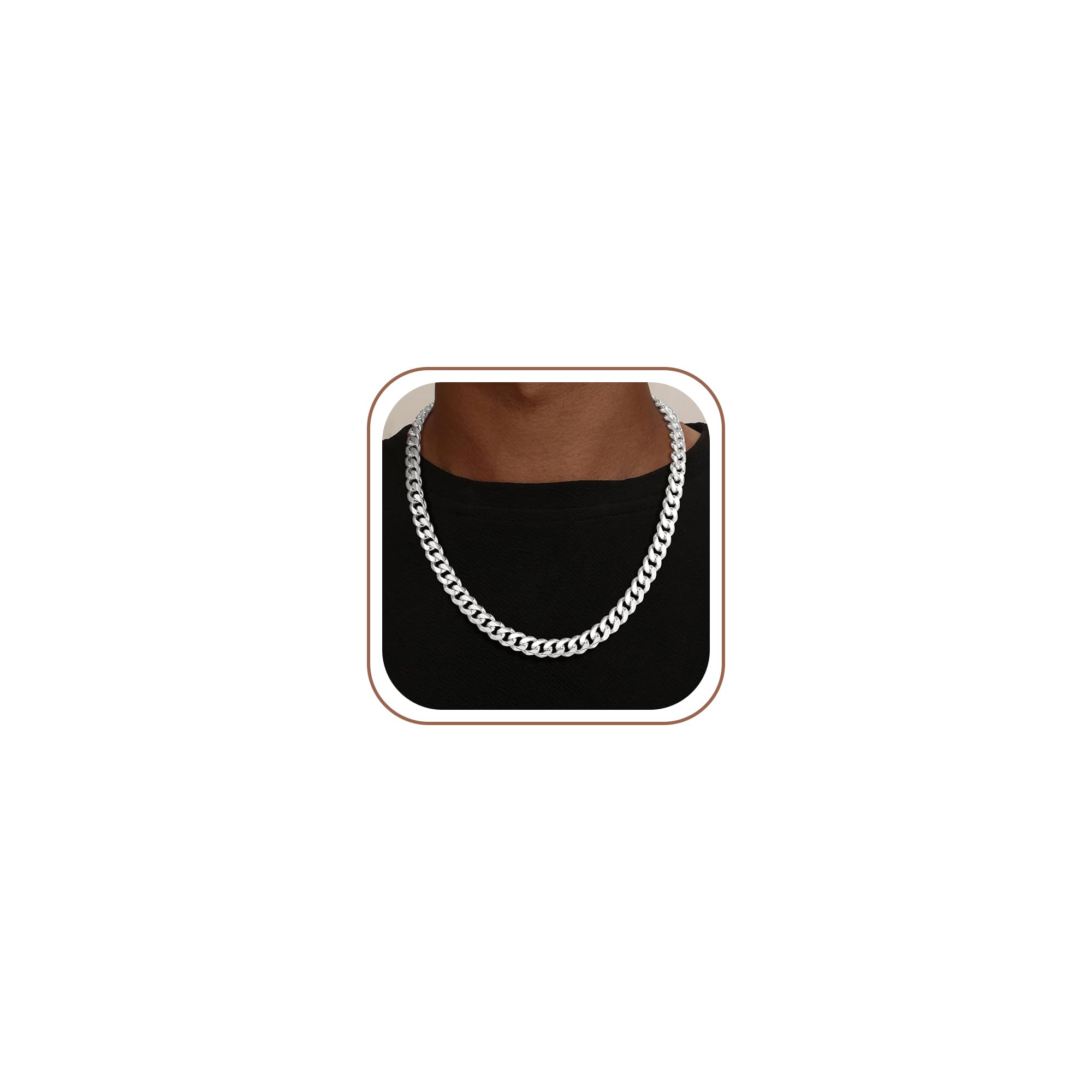 SLOONG S925 Silber Kette für Herren - 10mm Breit Sterling Silber über Kubanische Kette Schmuck Geschenk für Männer Verschiedliche Längen 46/51/56/61/66/76CM