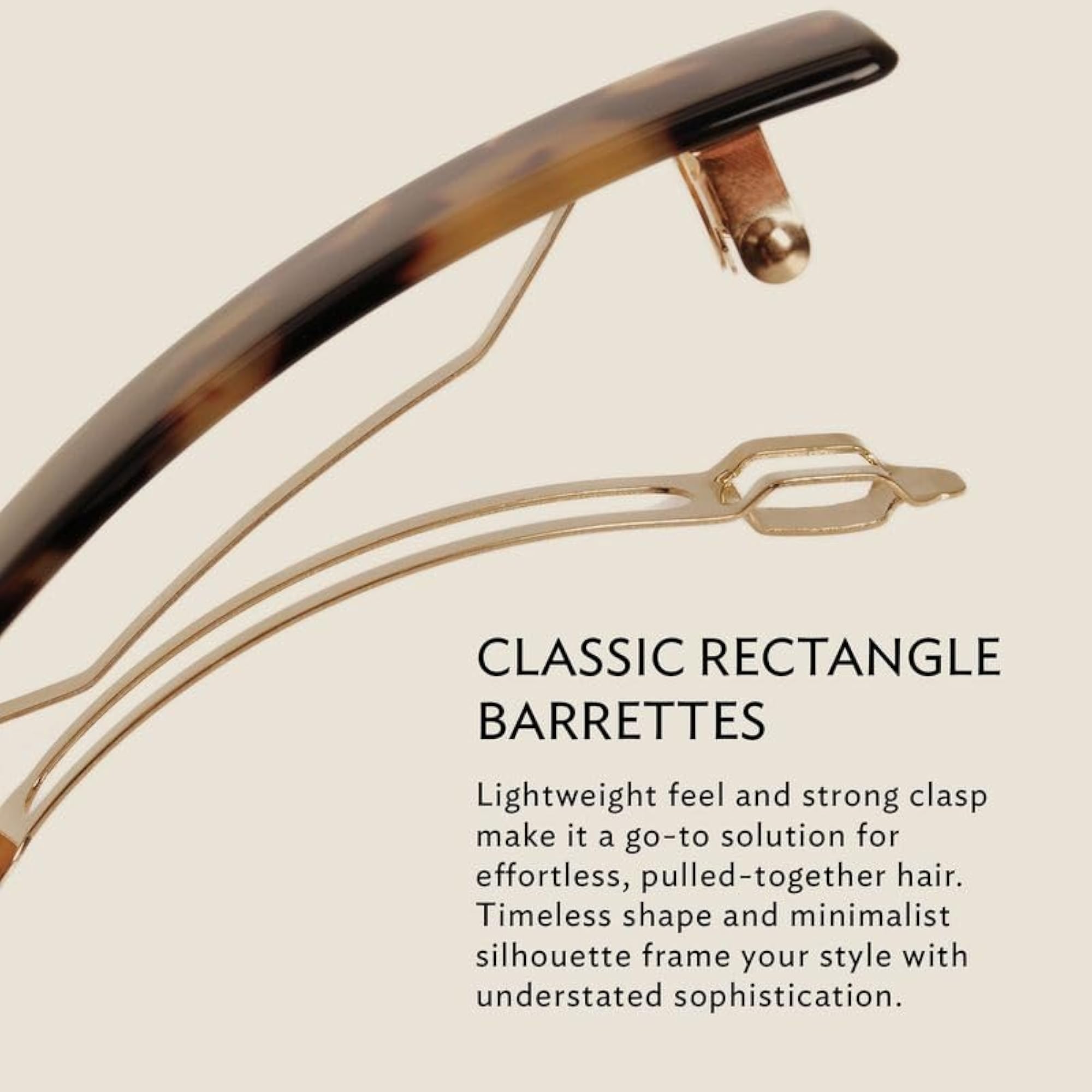 Tokyo Classic Rectangle Barrette, Elegant Hair Accessory