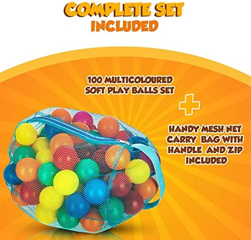 LIVIVO Kids Soft Pit Colourful Fun Pack of 100 Multicoloured Balls, Play Ball Tents, Pools, Indoor Outdoor Use, Smooth Surface and No Sharp Edges, Toxic Free