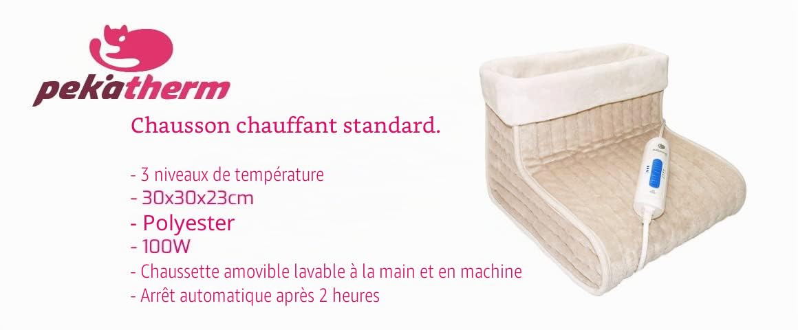 Pekatherm | Chauffe-pied avec Chaussette Amovible | Taille 27 x 30 x 23 cm | Puissance 100 W y 3 Niveaux de Température | Appareil de chauffage pour les pieds | En Polyester | Pekatherm F55