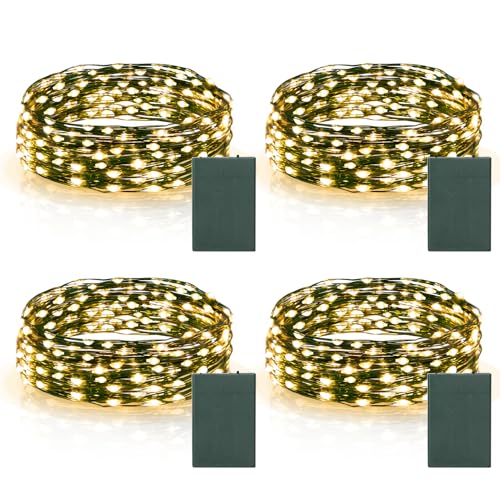 echosari 4 Pack Timer Christmas Fairy Lights Battery Operated 16.4FT 50 LED