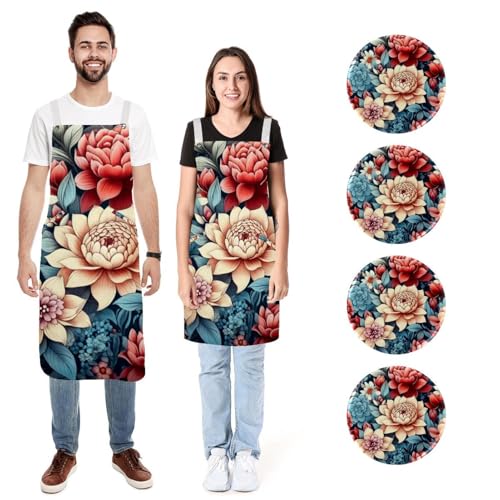 Tablier de cuisine vintage à fleurs pour partager des repas en famille