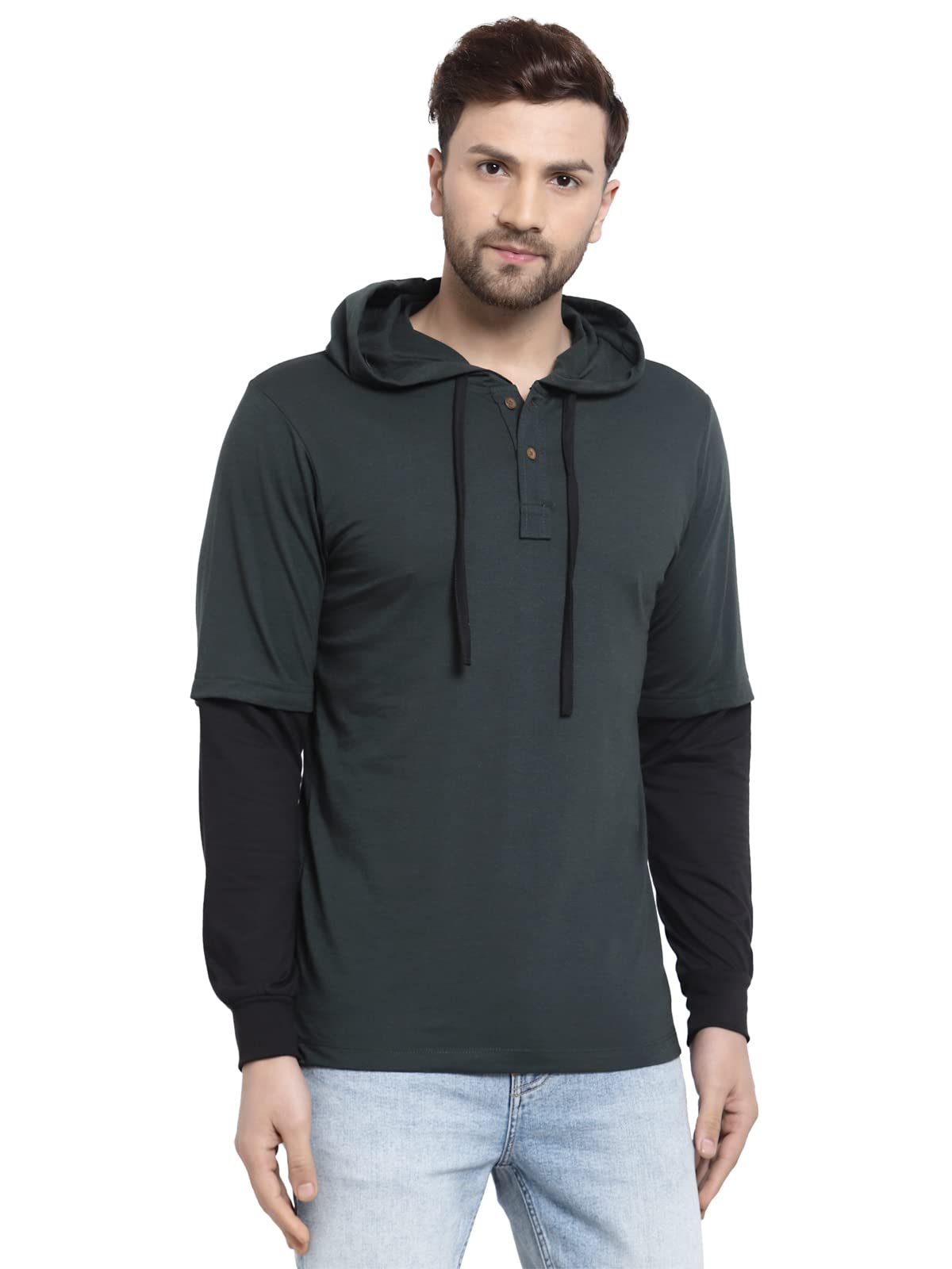 kalt Men Full Sleeve Dual Colour Cotton Blend Hoodie-picture-19