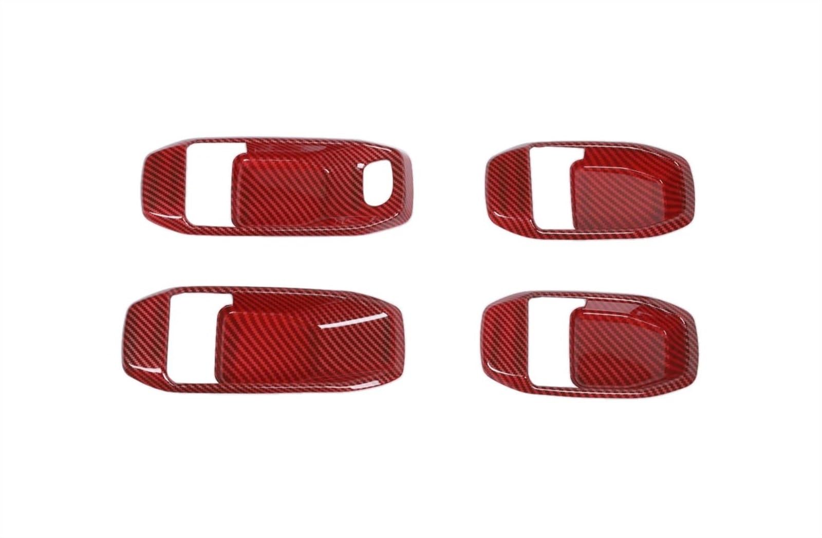 Hlwxmdz Red Carbon-4Doors For Jeep For Wrangler Jl For Gladiator Jt 2018-2023 Car Door Inner Handle Bowl Sticker Decoration Cover Trim (Red Carbon-4Doors)