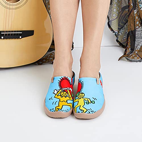 Image of UIN Slipper Woman Travel Art Painted Shoes Wide Toe Casual Home Slip On Mules Malaga
