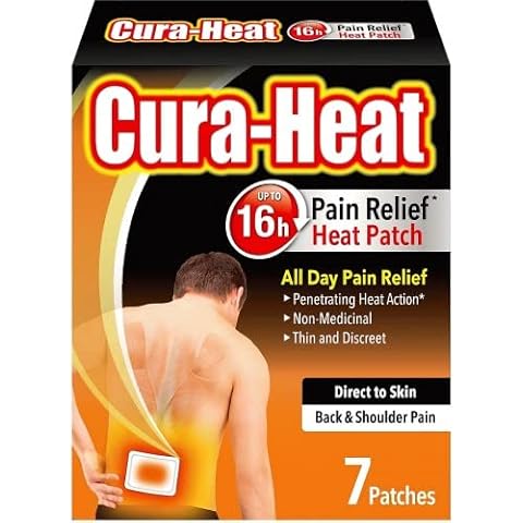Cura-Heat Direct to Skin Back & Shoulder Pain Relief Heat Patch - 7 Patches - Upto 16H Pain Relief Heat Patch - Penetrating Heat Action* - Non-Medicinal - Thin and Discreet Cover