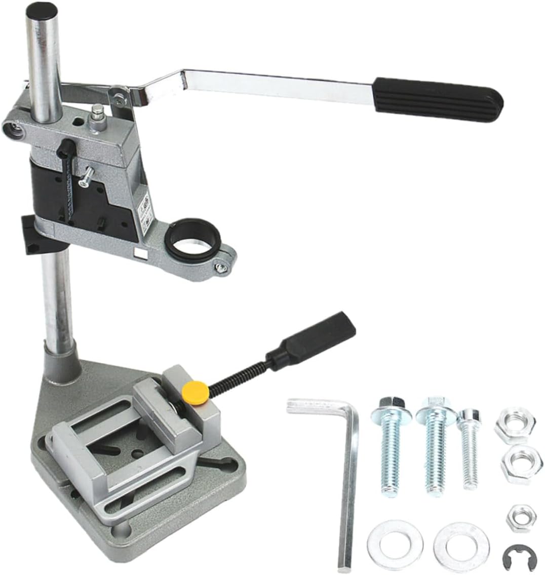 Uonlytech Adjustable Drill Stand with Iron Base Single Hole Drill Press Holder Bench Clamp Rack