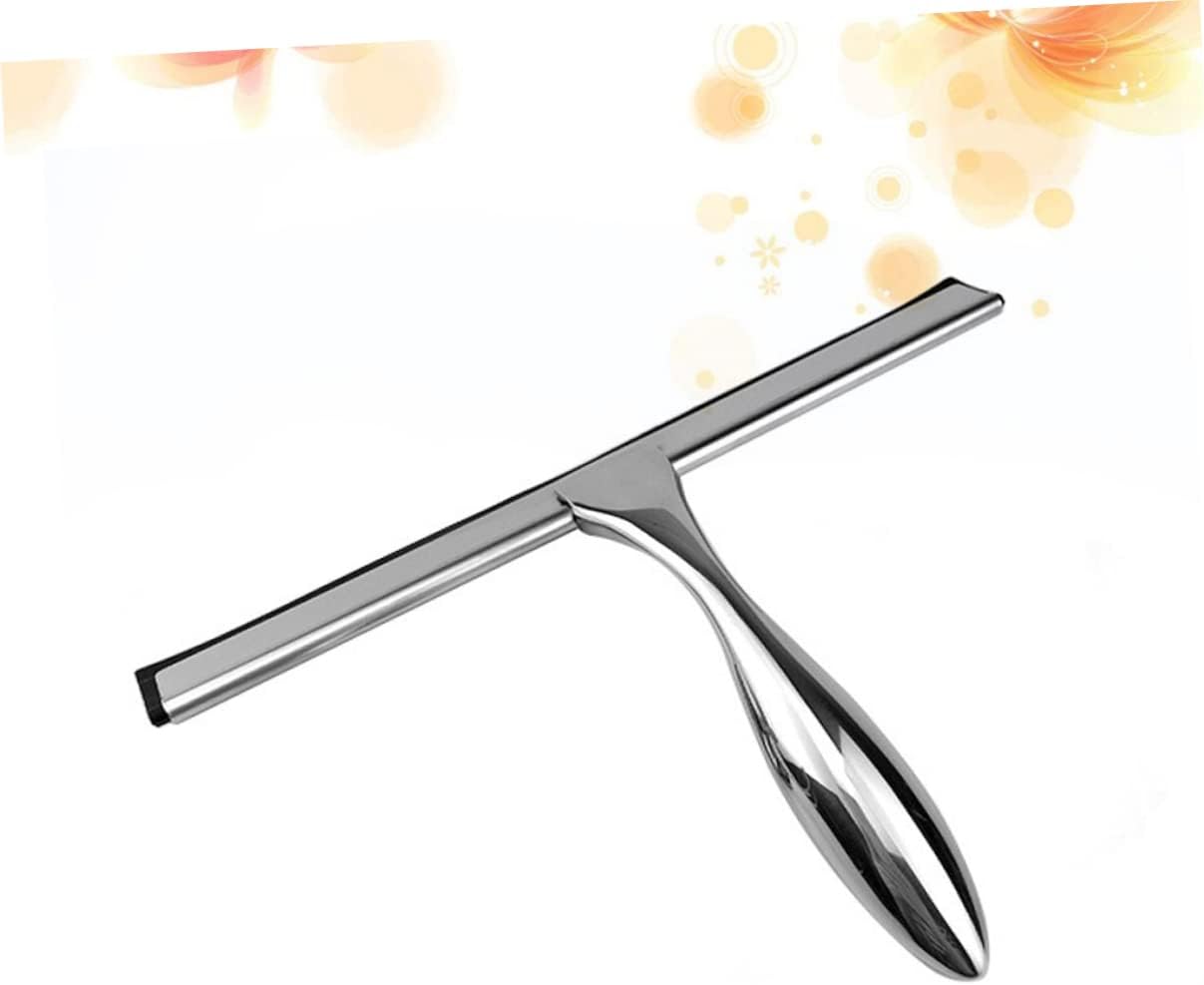 Stainless Steel Shower Squeegee for Glass Tile Cleaning Bathroom Scraper Weighted Handle for for Mirrors and Shower Doors
