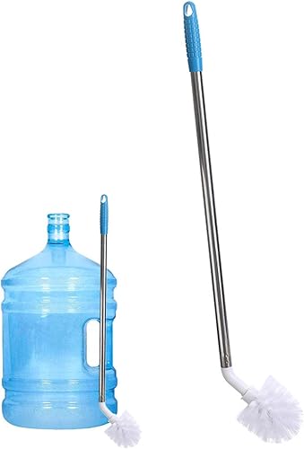 Cepillo para botellas de agua de acero inoxidable, 24 pulgadas, en forma de L, cerdas de nailon, azul, 1 unidad