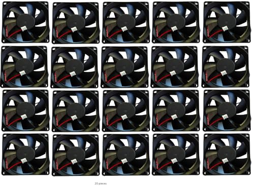 Image of TM&W DC Axial Case Cooling Fan. SIZE : 8x8x2.5cm, 80x80x25mm, SUPPLY VOLTAGE : 12VDC, Color : Black | Cooling Fan useful for egg incubator Mini cabinet (12v dc fan pack of 20 pc)