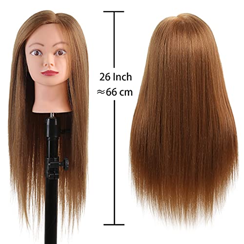 mannequin head with hair 80 human hair doll head 2634-2834 hairdresser practice training head cosmetology manikin with 9 tools and clamp - 27 honey golden