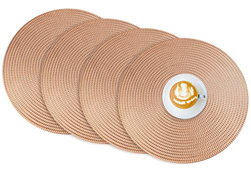 unbrand Gresunny 4PCS Manteles Individuales Redondos salvamanteles Individuales Lavables Antideslizantes Posavasos Impermeables PVC Mantel Resistentes al Calor para Mesa de Comedor de Cocina 38CM