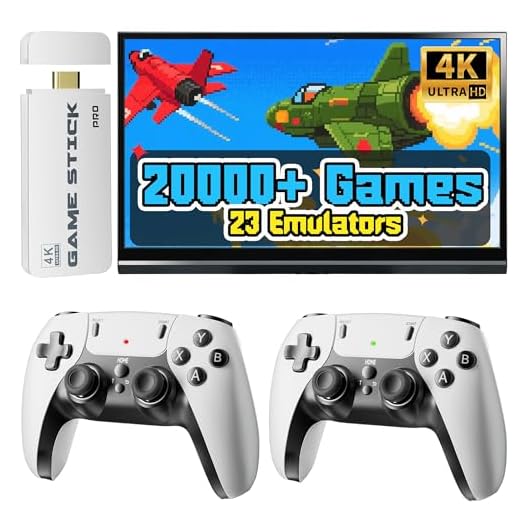 2026 Upgraded Retro Gaming Console Stick, 20,000+ Retro Game Stick, 23 Emulators, Built-in Classic Video Games, 4K HD HDMI TV Game Stick Plug & Play Game Console for TV 2 Wireless