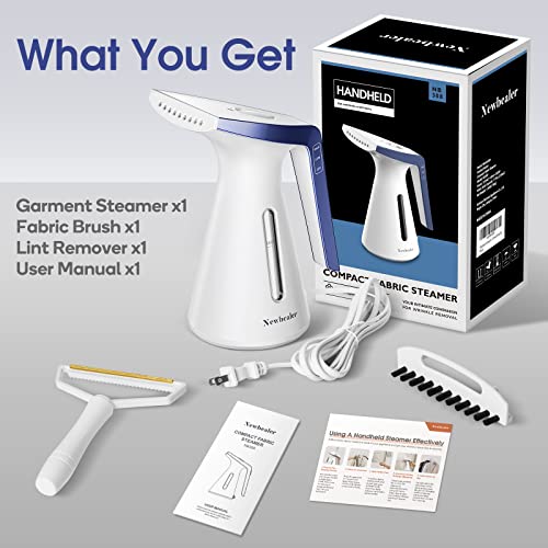 Newbealer Steamer For Clothes, 230Ml Compact Handheld Fabric Wrinkle Remover, 2 Steam Levels And Auto-Off, Clothing Iron With Brush And Lint Cleaner Tool For Home/Travel (Economy Edition, Blue) #TOP7