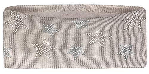 PiriModa Bandeau/cache-oreilles pour femme - polaire - à strass/motifs étoiles - hiver - rose - 25 x 10 cm Cover