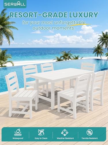 Image of SERWALL Outdoor HDPE Armless Dining Chairs Set of 4,All-Weather Use,White