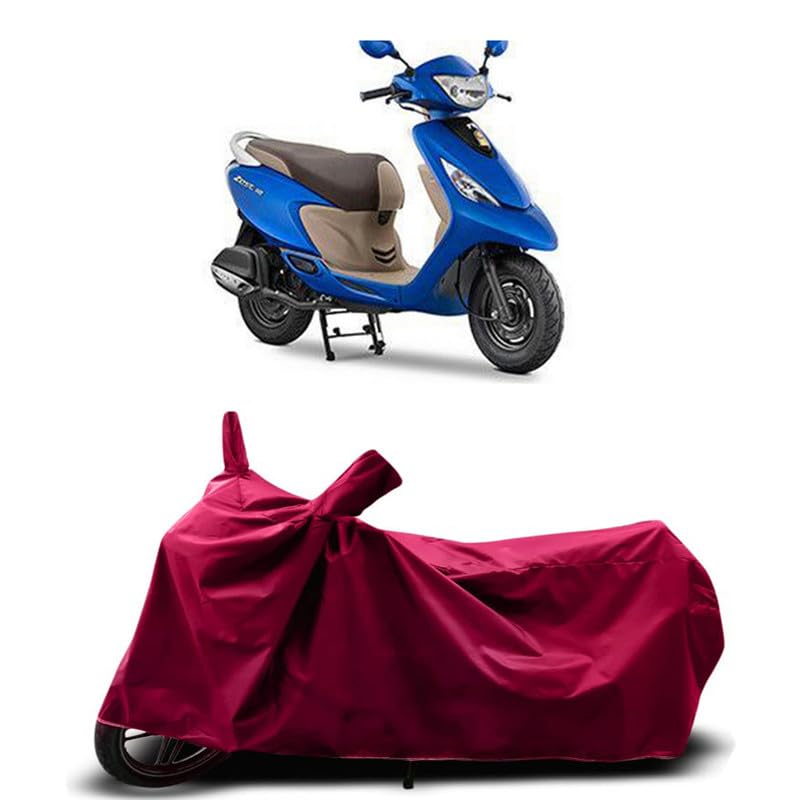Image of DUFFEL-Two Wheeler Bike Cover Compatible for Tvs Scooty Zest 110 Heat Protectio /UV-Rays /Birds Dropping /DustProof /Waterproof Indoor Outdoor and Parking Full Protection All Variants [MAHROON]
