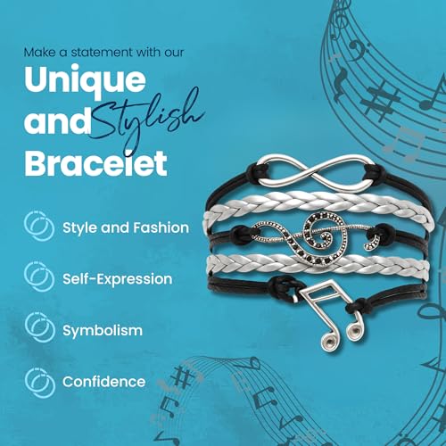Infinity Collection - Charm Bracelet with Music, Bracelets for Women, Teens, and Girls. Adjustable Bracelet for Musicians. Gift for Music Lovers2