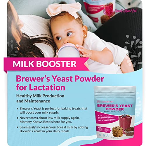 Brewers Yeast Powder For Lactation - Mommy Knows Best Brewer's Yeast For Breastfeeding Mothers - Mild Nutty Flavored Unsweetened And Debittered - 1 Lb #TOP1