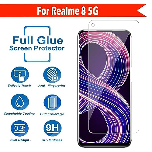 Image of Tempered Glass Screen Protector Compatible for Realme 8 5G /8s 5G /Narzo 30 with Full Screen Coverage; Except Edges and Easy Installation Kit(Transparent), Pack of 1