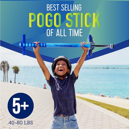 Image of Flybar Maverick Pogo Stick for Kids Ages 5+, 40 to 80 Pounds, Perfect for Beginners, Easy Grip Handles, Anti-Slip Pegs, Outdoor Jumper Toys for Boys & Girls, Outside Toys for Kids