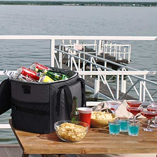 Mier Collapsible Lunch Cooler Bags Insulated 40 Cans/24L Large Soft Sided Coolers Bag Leakproof Lunch Box With Bottle Opener For Outdoor Travel Beach Picnic Camping Grocery Shopping, Gray #TOP5