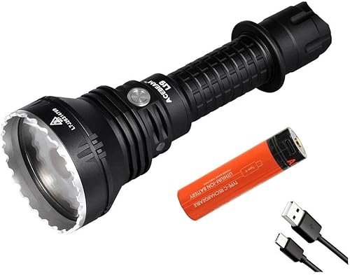 Acebeam Linterna LED blanca L19 PM1 -1650 lúmenes tiro de 4,265.1 ft con batería gratuita de 20 A